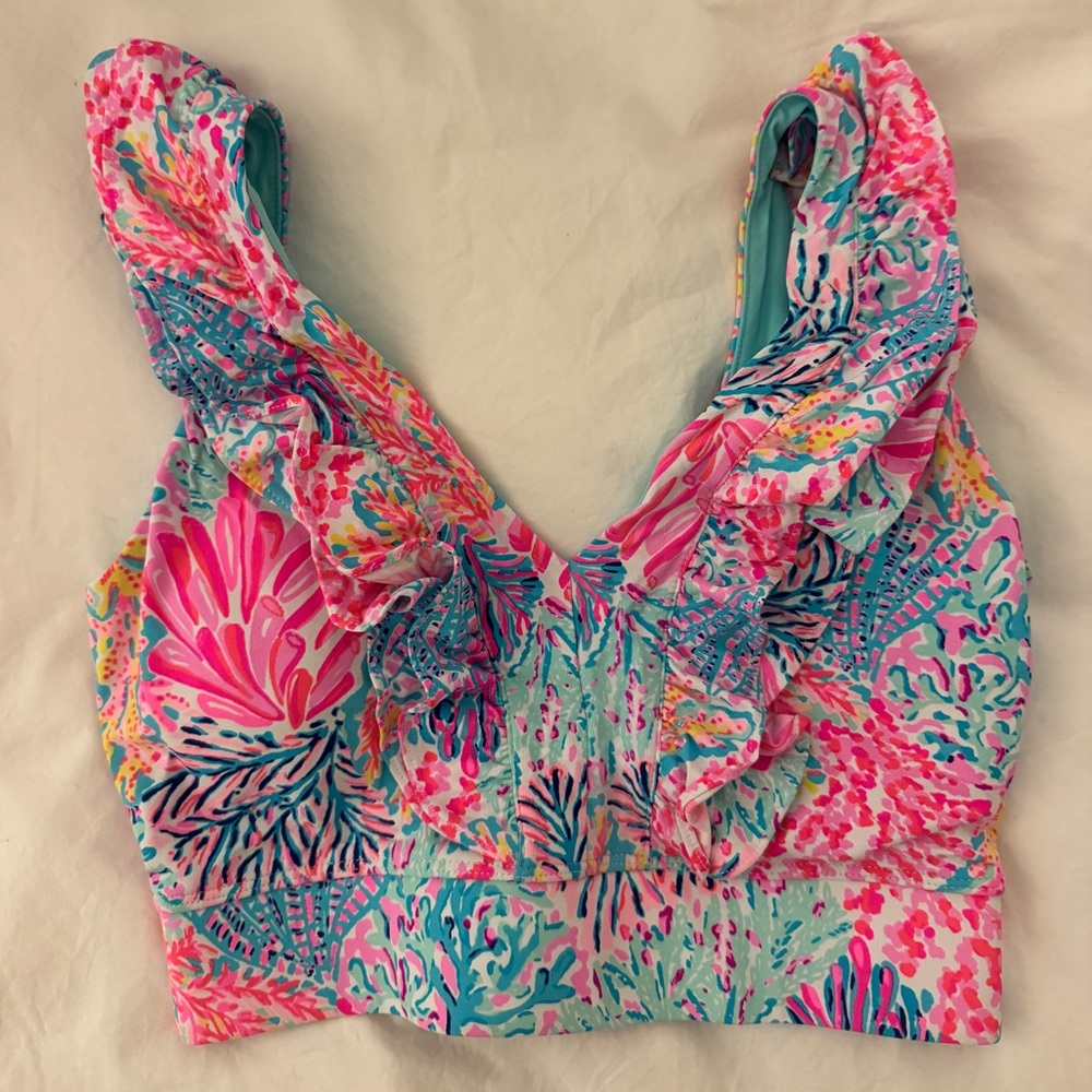 Lilly Pulitzer Pink and Blue Workout sports bra